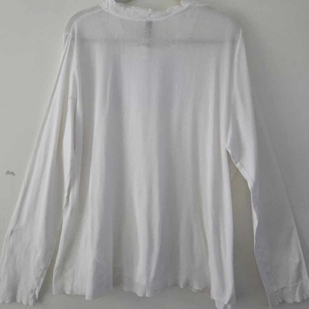 Cynthia Ashby White Thin Cotton Knit Top XL (Box3) - Picture 6 of 6